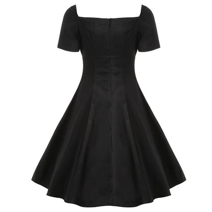 Gothic Solid Color Patchwork Lace Up Dress