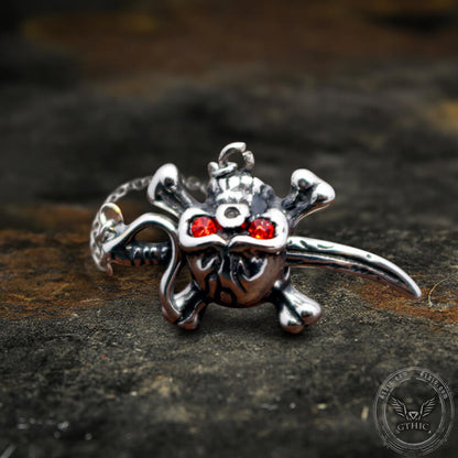 Gothic Sword Crossbone Skull Stud Earrings in Stainless Steel