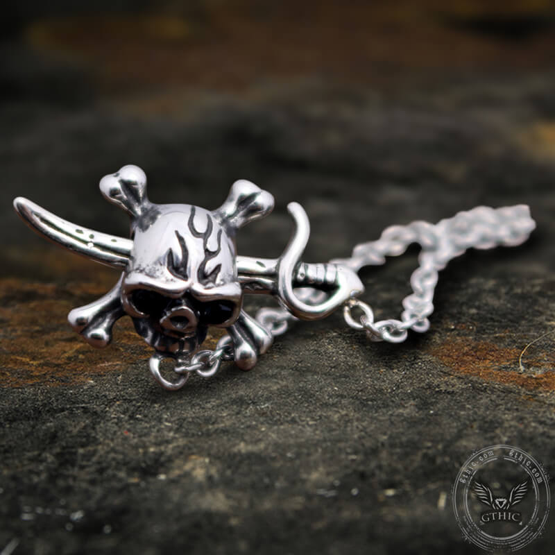 Gothic Sword Crossbone Skull Stud Earrings in Stainless Steel