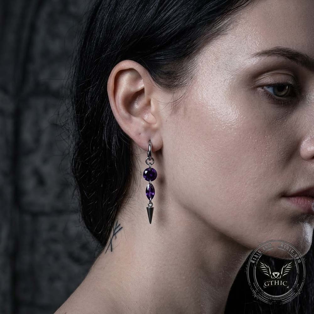 Gothic Teardrop Zircon Spikes Earrings in Stainless Steel