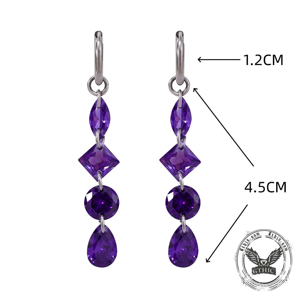 Gothic Teardrop Zircon Drop Earrings in Stainless Steel
