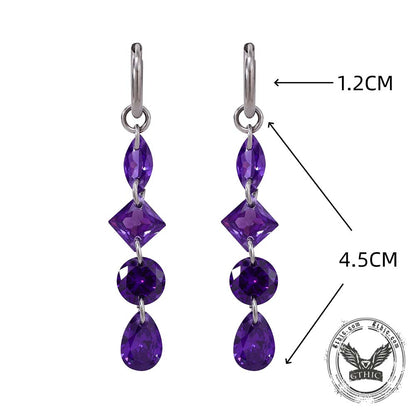 Gothic Teardrop Zircon Drop Earrings in Stainless Steel