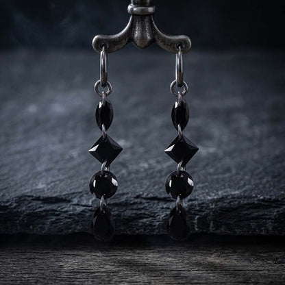 Gothic Teardrop Zircon Drop Earrings in Stainless Steel