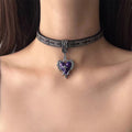 Gothic Thorned Heart Cross PU Leather Choker Necklace