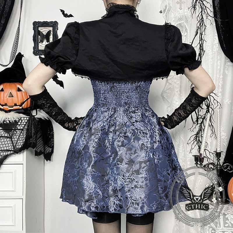 Gothic Two-Tone Jacquard Cover-Up Slip Dress Set