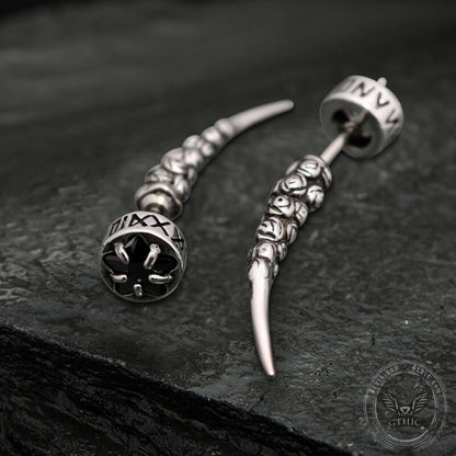 Gothic Wolf Fangs Stud Earrings in Stainless Steel