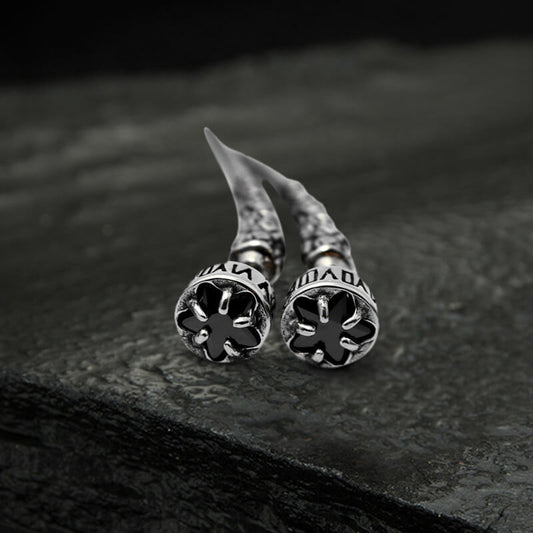 Gothic Wolf Fangs Stud Earrings in Stainless Steel