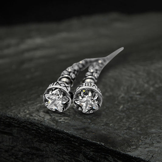 Gothic Wolf Fangs Stud Earrings in Stainless Steel