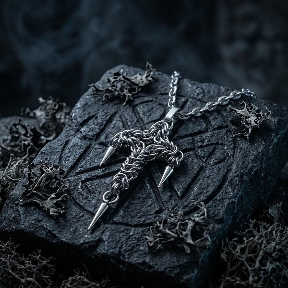 Gothic Woven Cross Pendant in Stainless Steel
