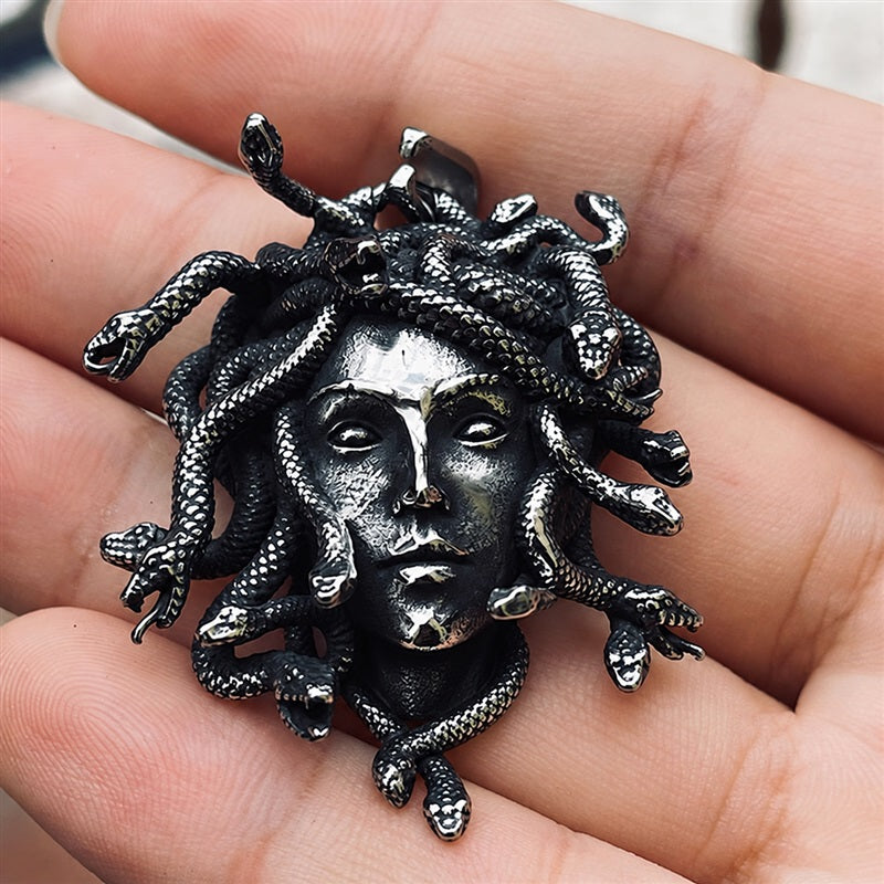 Greek Medusa Pendant in Stainless Steel