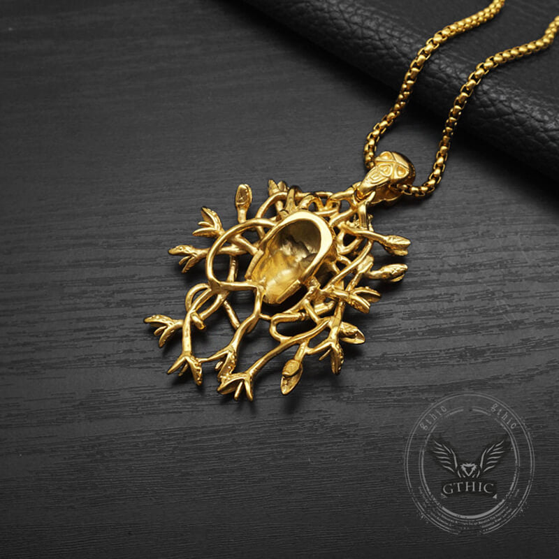 Greek Mythology Snake Hair Skull Pendant in Stainless Steel