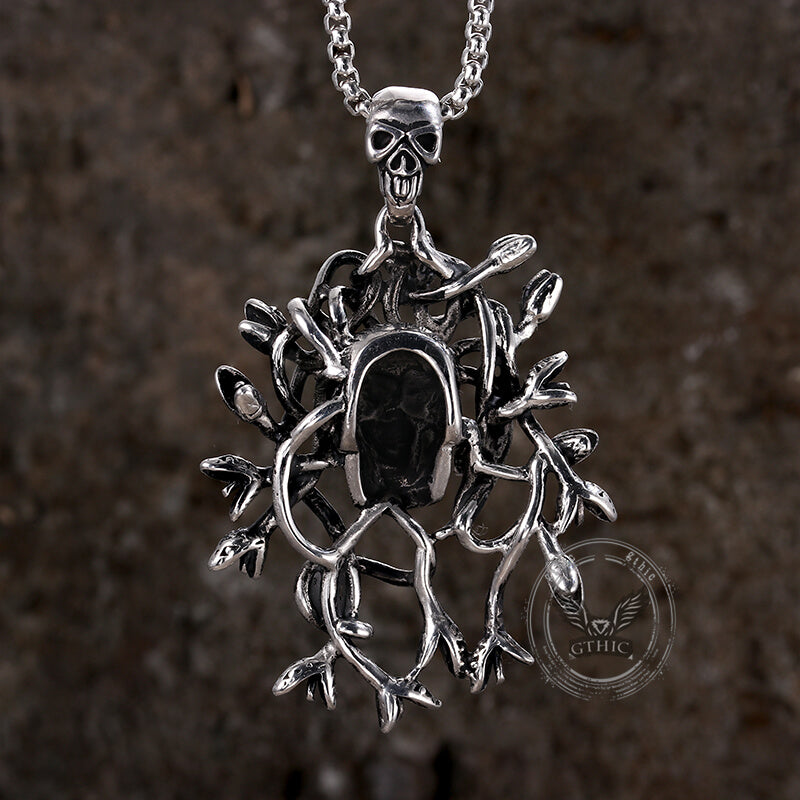 Greek Mythology Snake Hair Skull Pendant in Stainless Steel