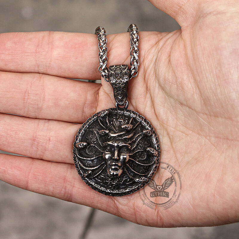 Greek Snake Head Medusa Pendant in Stainless Steel