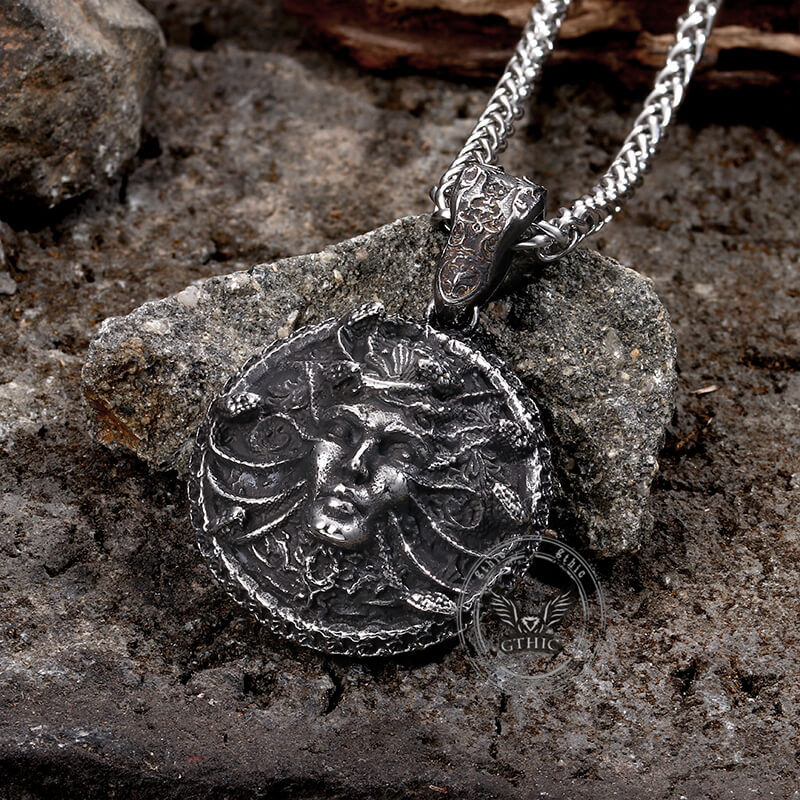Greek Snake Head Medusa Pendant in Stainless Steel