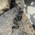 Green Eye Snake Pendant in Stainless Steel