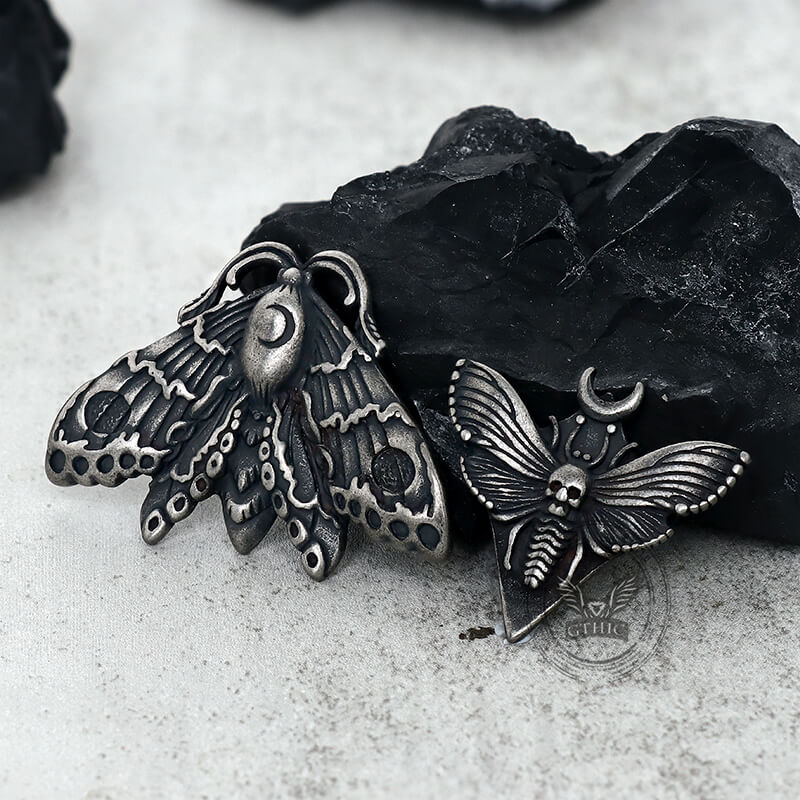 Grim Reaper Butterfly Skull Pendant in Stainless Steel