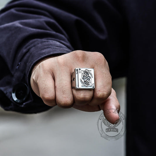 Grim Reaper Poker Ring in Stainless Steel