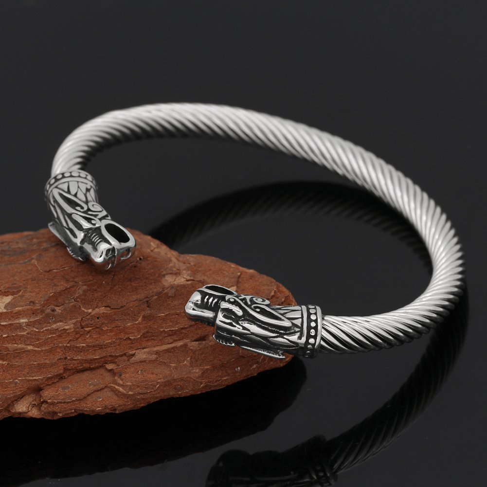 Fiery Dragons Beast Viking Bracelet in Stainless Steel