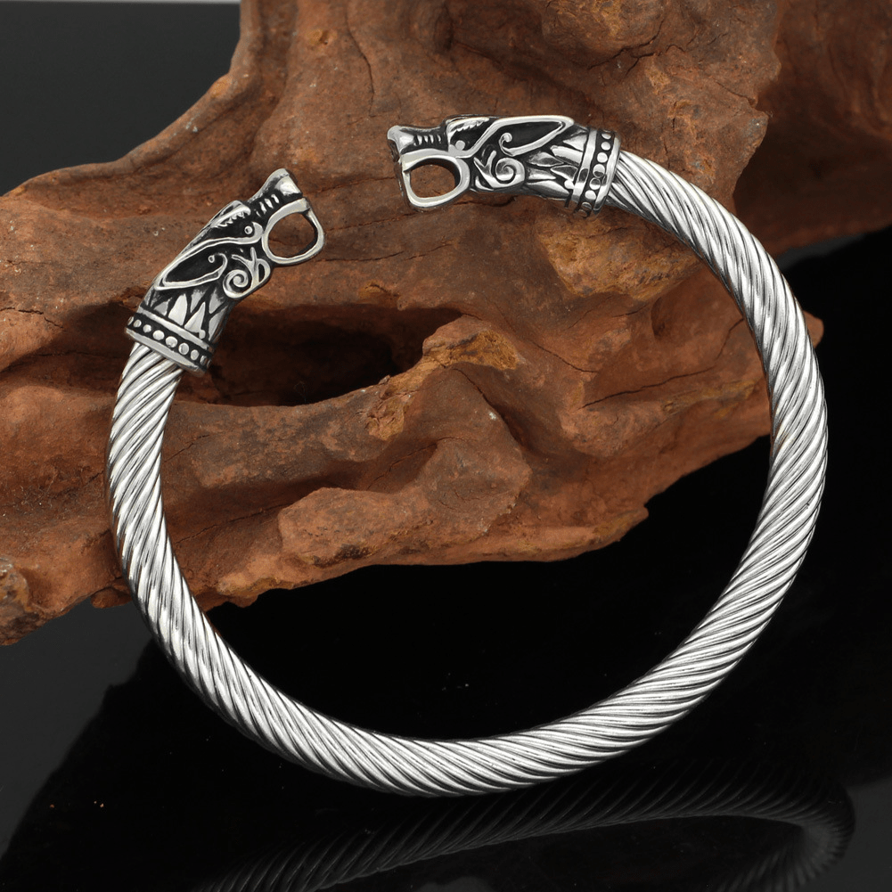 Fiery Dragons Beast Viking Bracelet in Stainless Steel