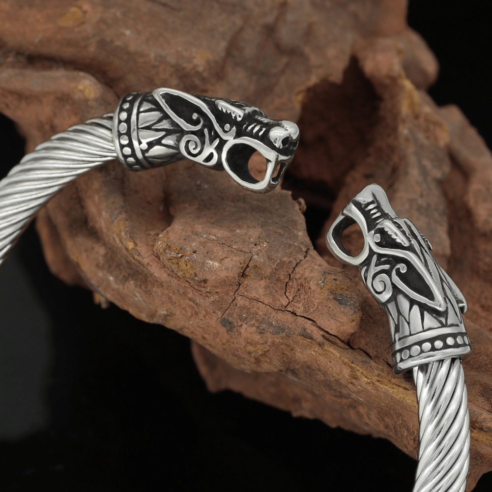 Fiery Dragons Beast Viking Bracelet in Stainless Steel