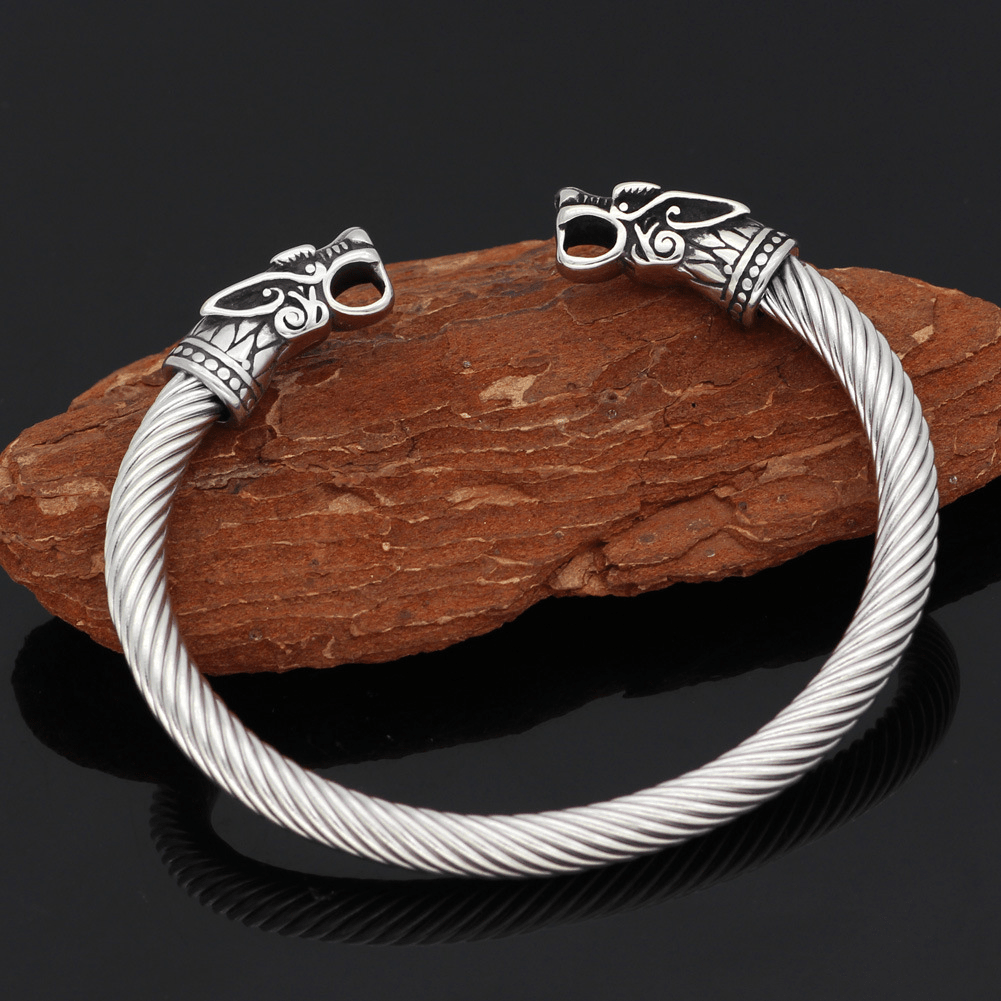 Fiery Dragons Beast Viking Bracelet in Stainless Steel