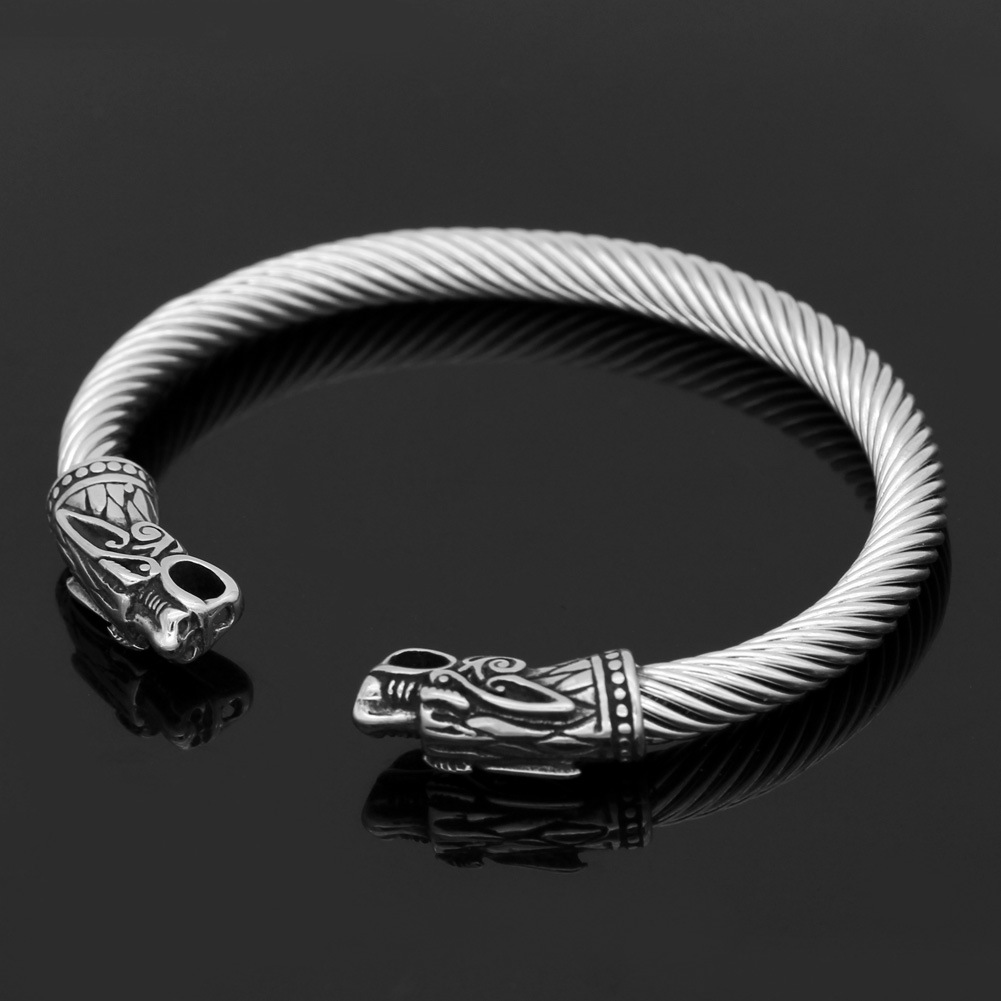 Fiery Dragons Beast Viking Bracelet in Stainless Steel