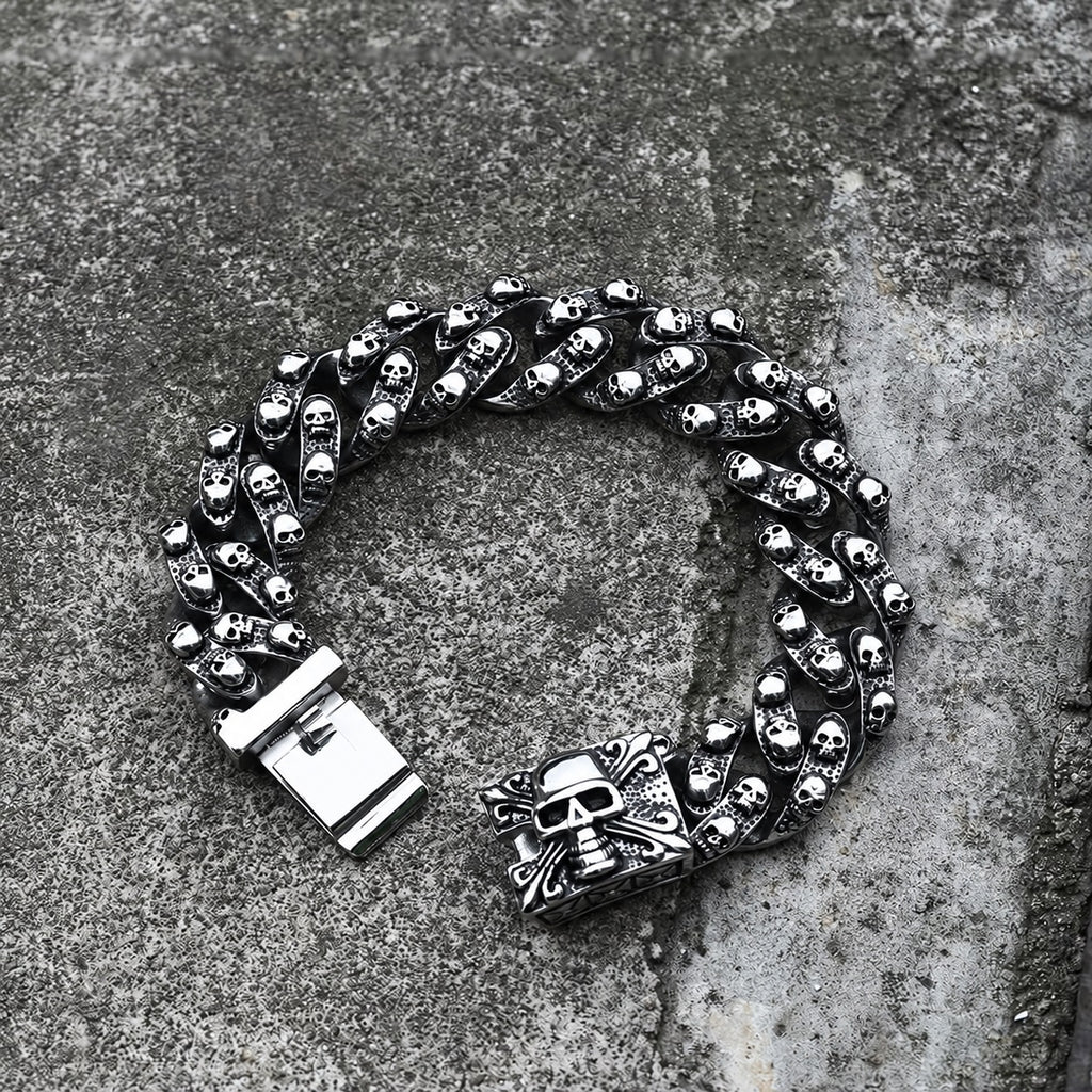 Punk Ghost Head Skull Bracelet in Stainless Steel