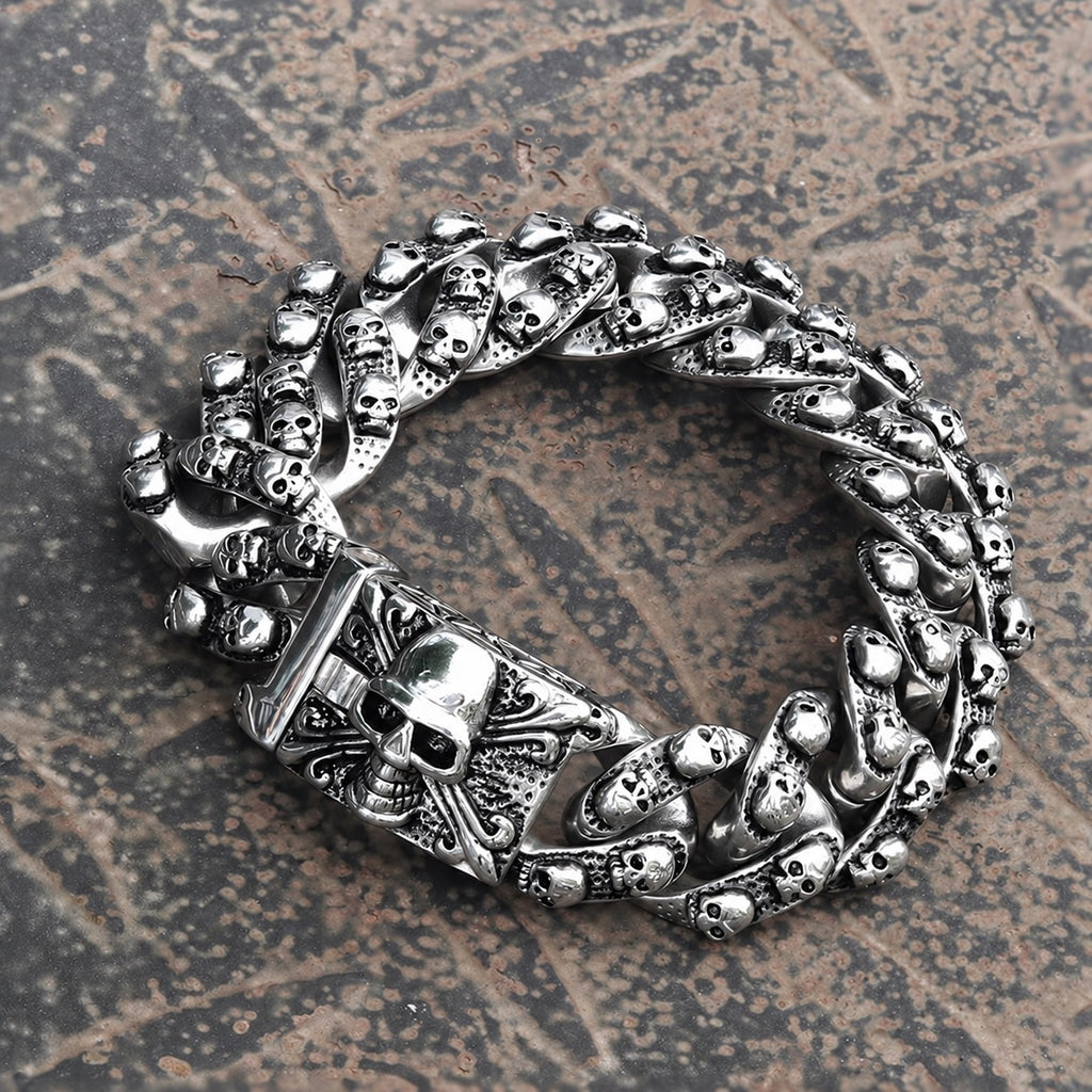 Punk Ghost Head Skull Bracelet in Stainless Steel