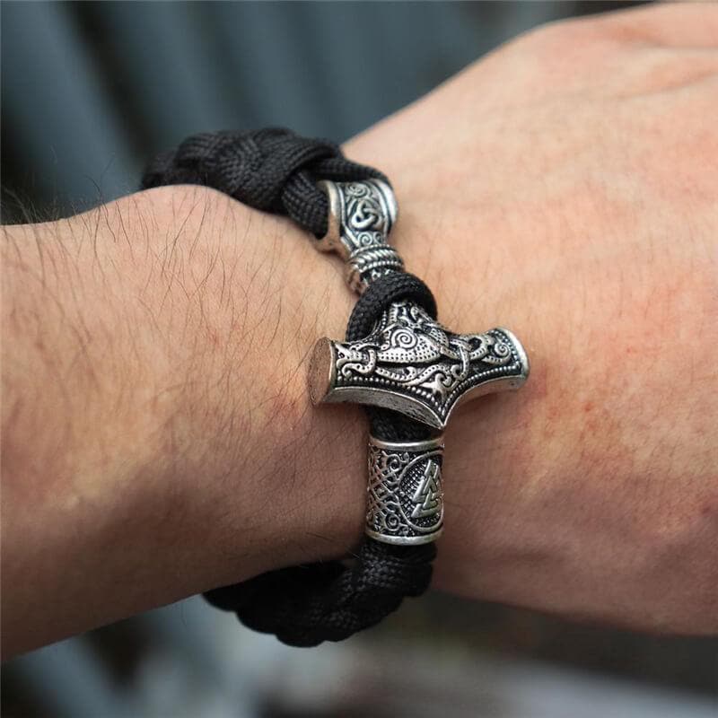 Thor's Hammer Braided Rope Viking Bracelet