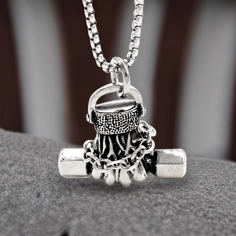 Fist Dumbbell Pendant in Stainless Steel