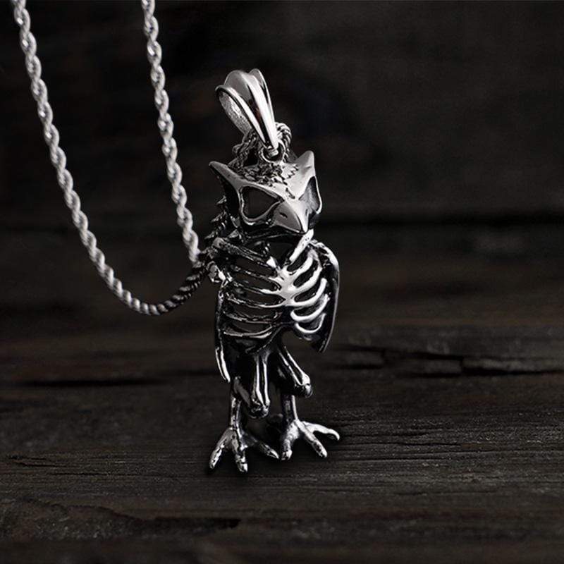 Owl Skull Animal Pendant in Stainless Steel