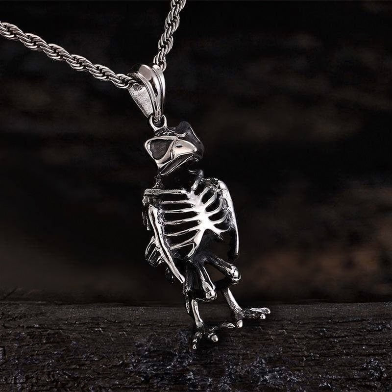 Owl Skull Animal Pendant in Stainless Steel