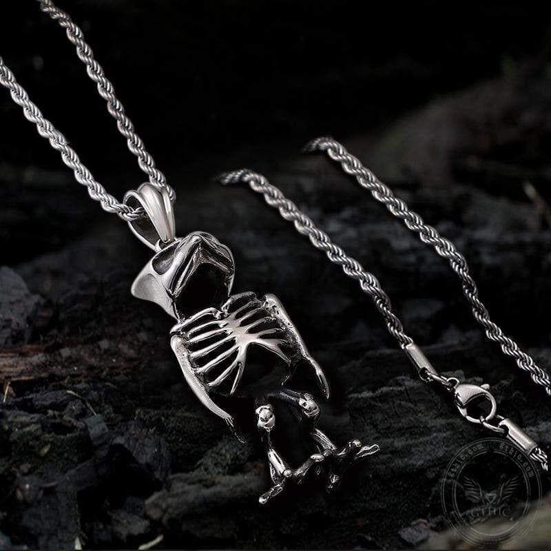 Owl Skull Animal Pendant in Stainless Steel