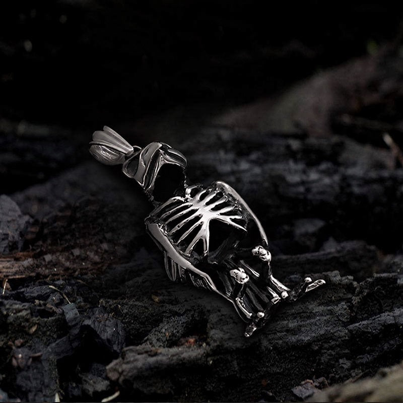 Owl Skull Animal Pendant in Stainless Steel