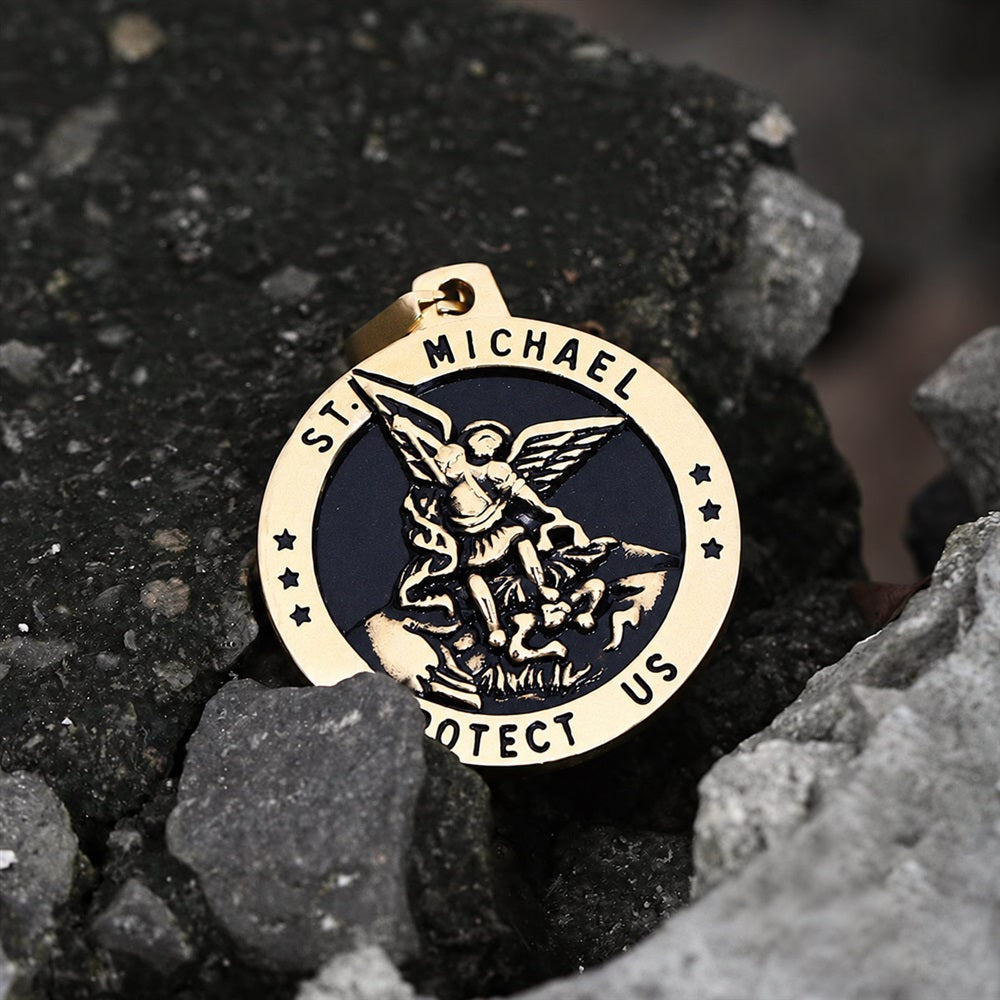 St. Michael Protect Us Pendant in Stainless Steel