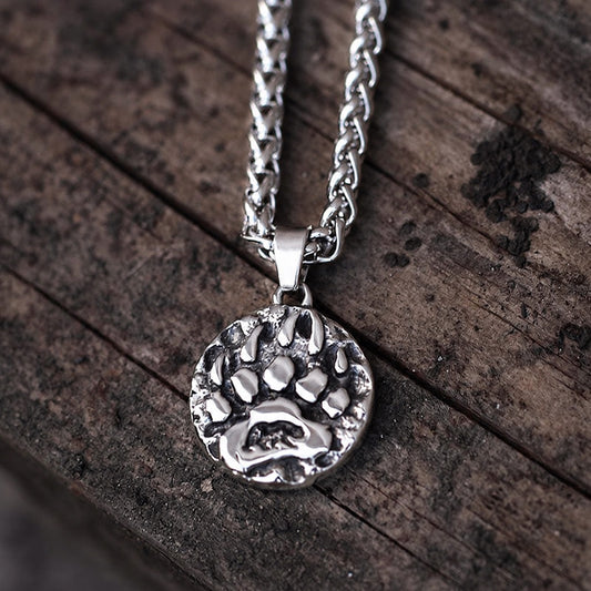 Bear Claw Amulet Viking Necklace in Stainless Steel