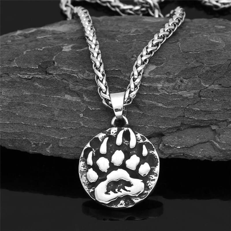 Bear Claw Amulet Viking Necklace in Stainless Steel