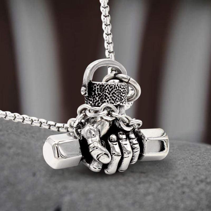 Fist Dumbbell Pendant in Stainless Steel
