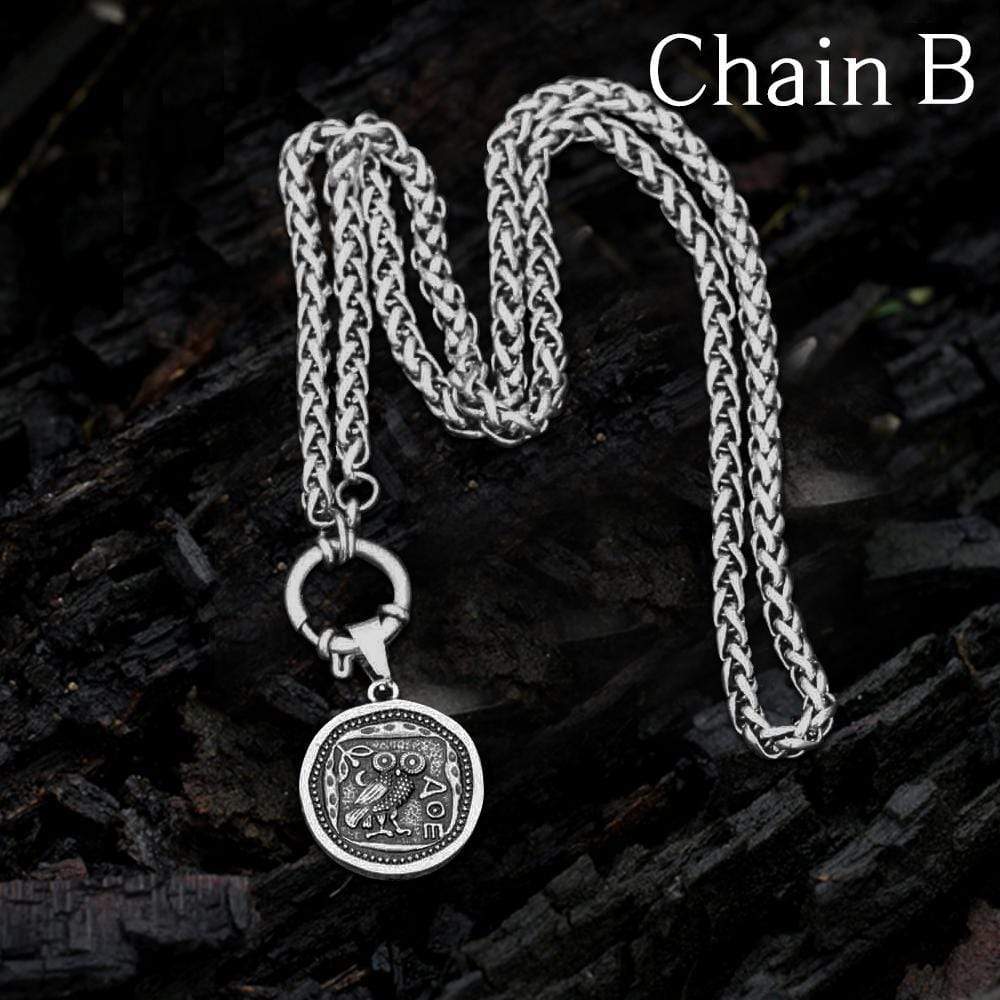 Vintage Owl Coin Necklace in Stainless Steel