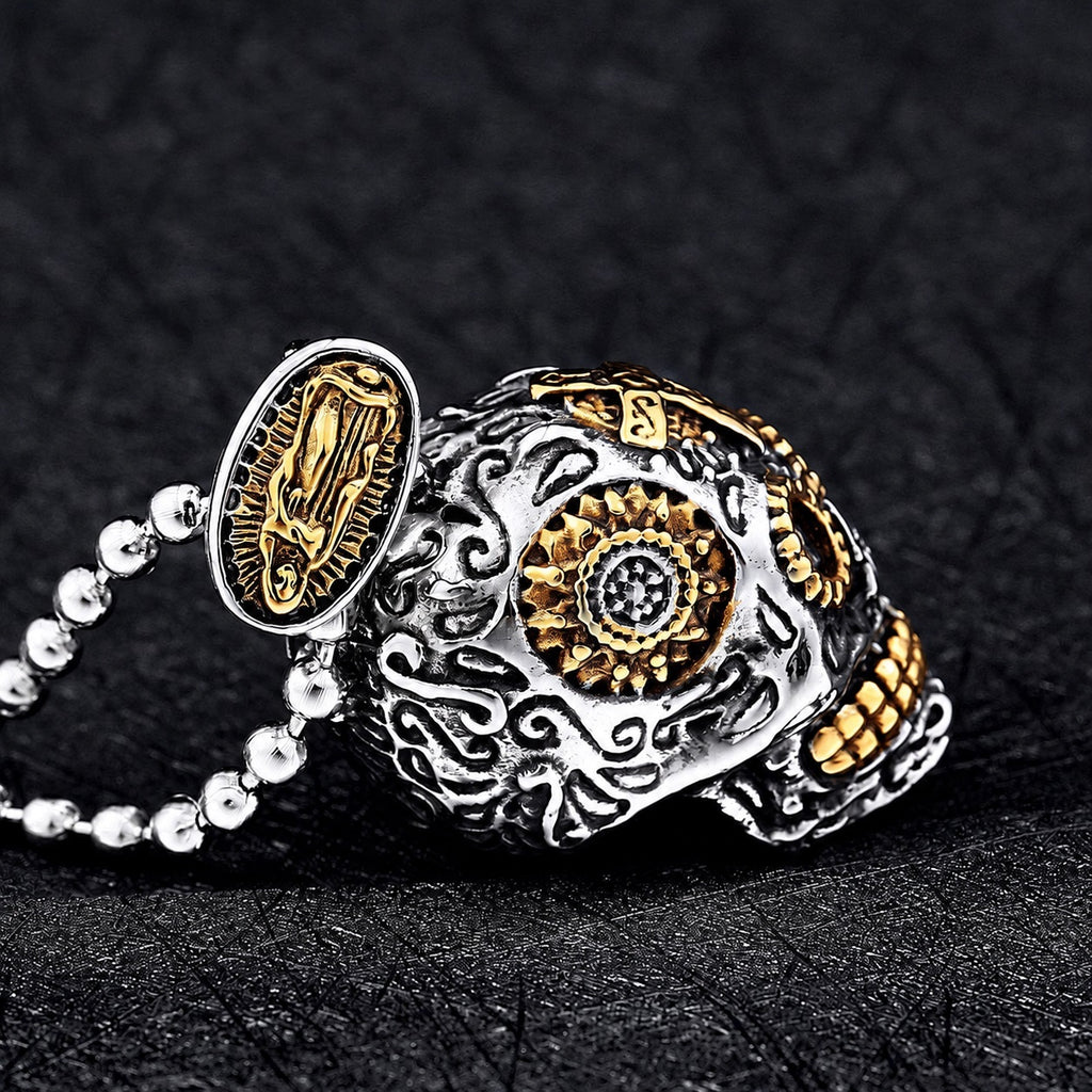 Vintage Cross Sugar Skull Pendant