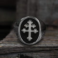 Cross of Lorraine Masonic Ring in Stainless Steel