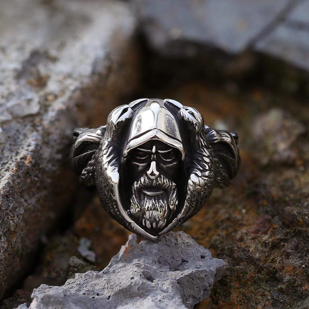 Mythology Odin Wolf Viking Ring in Stainless Steel