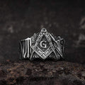Classic Masonic Symbol Freemason Ring in Stainless Steel
