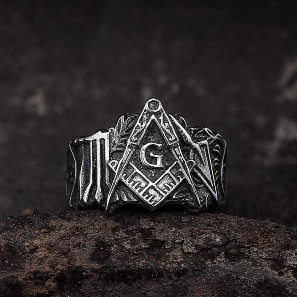 Classic Masonic Symbol Freemason Ring in Stainless Steel