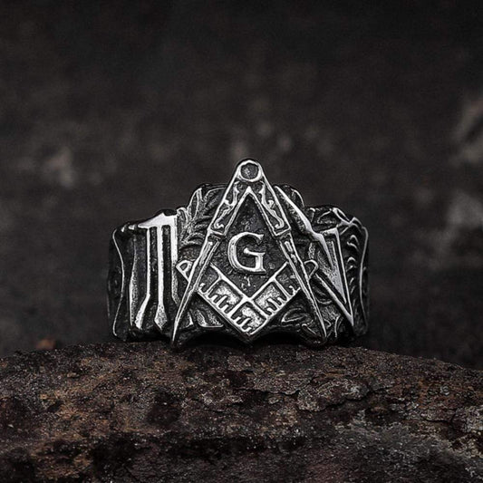Classic Masonic Symbol Freemason Ring in Stainless Steel