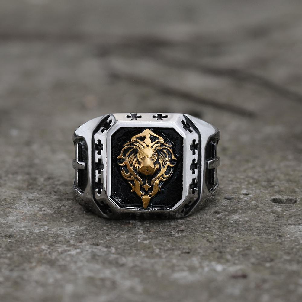 Golden Lion Beast Ring in Stainless Steel