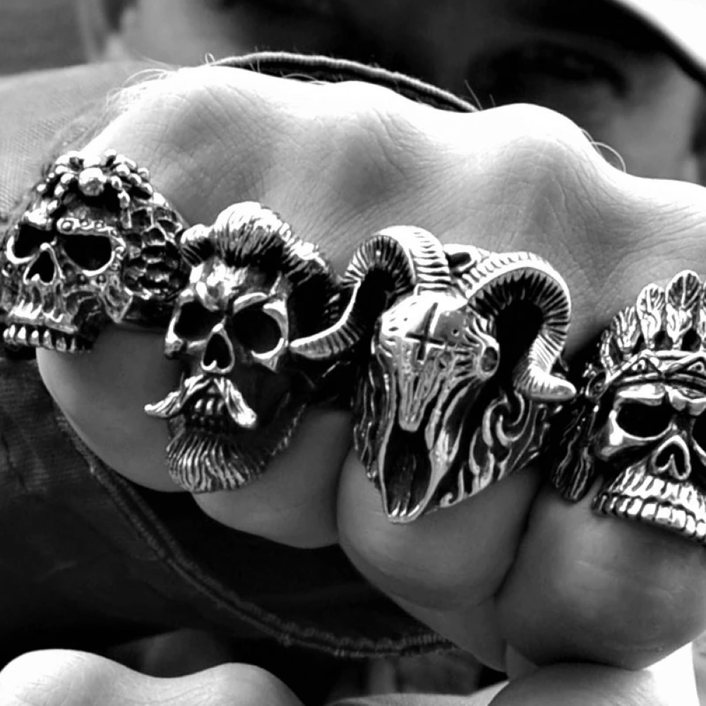 The Devil Satan Stainless Steel Skull Ring