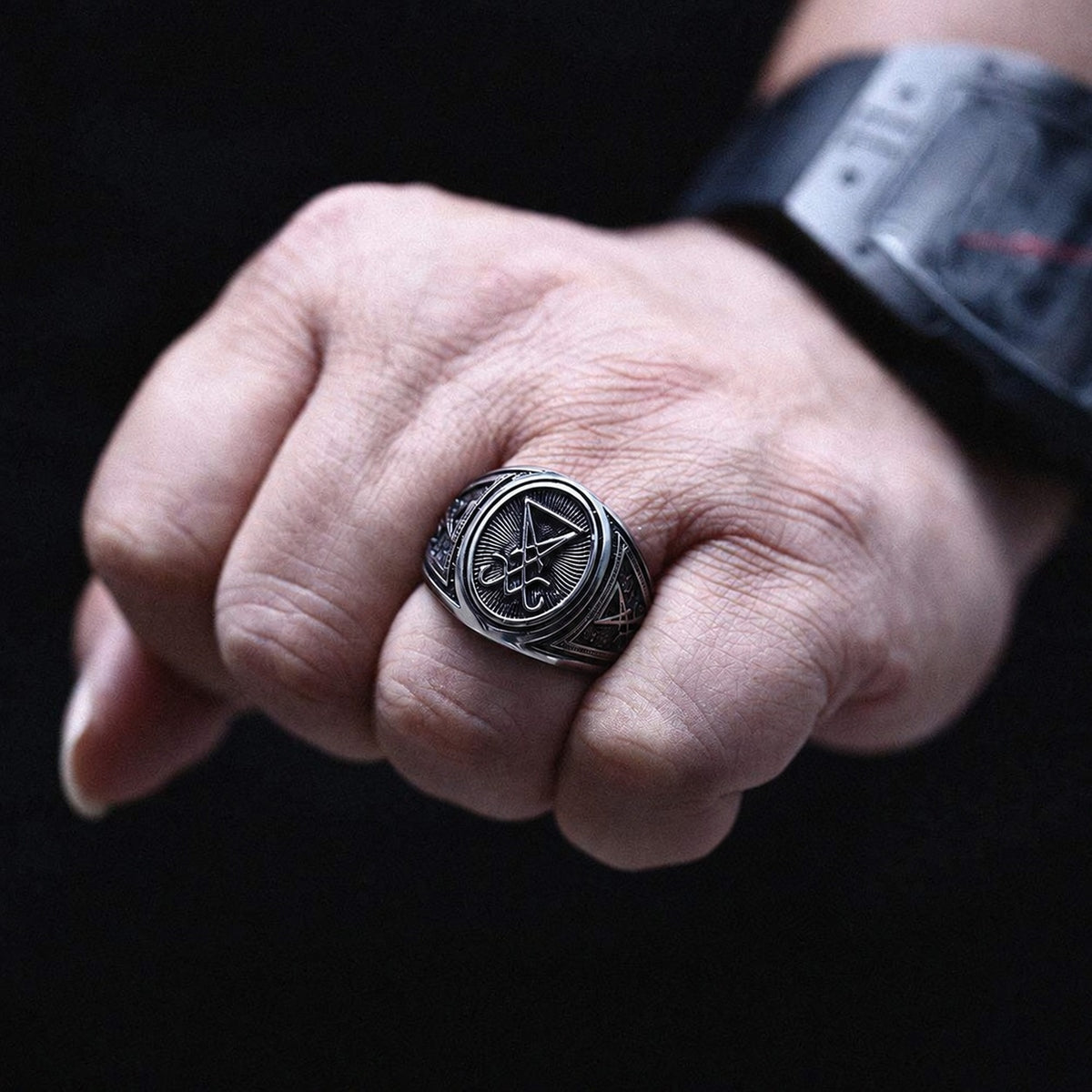 GTHIC Sigil Of Lucifer Ring in Stainless Steel