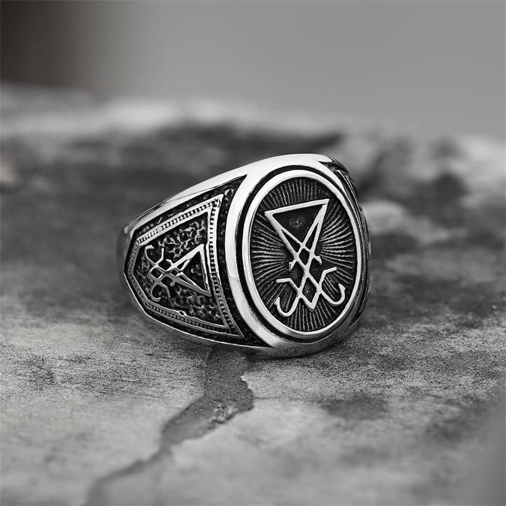 GTHIC Sigil Of Lucifer Ring in Stainless Steel