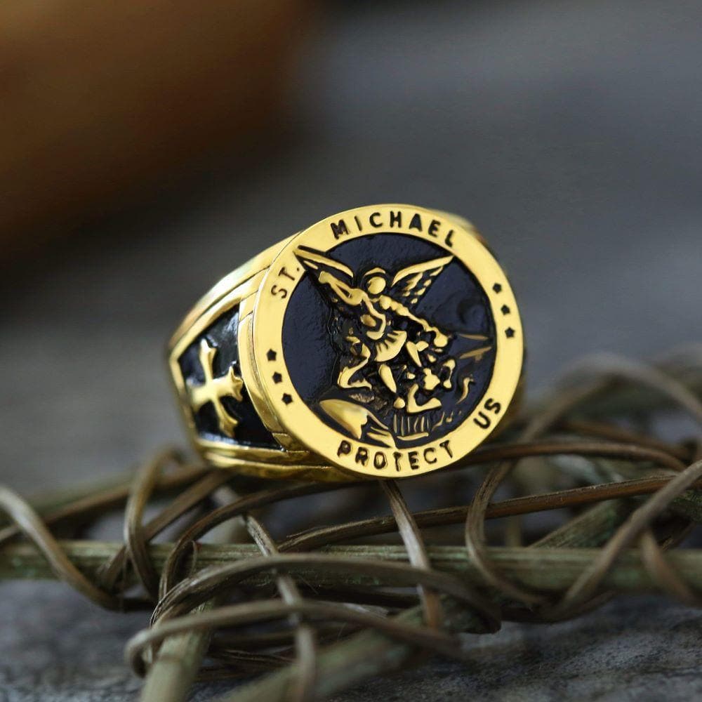 Archangel Saint Michael Ring in Stainless Steel